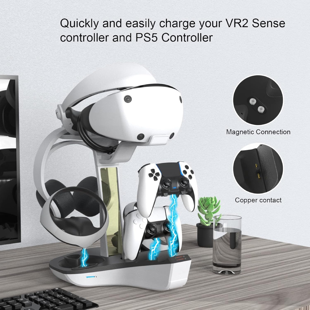 Estação de Carga para Controladores PS5 e PS VR2 com Suporte Vertical