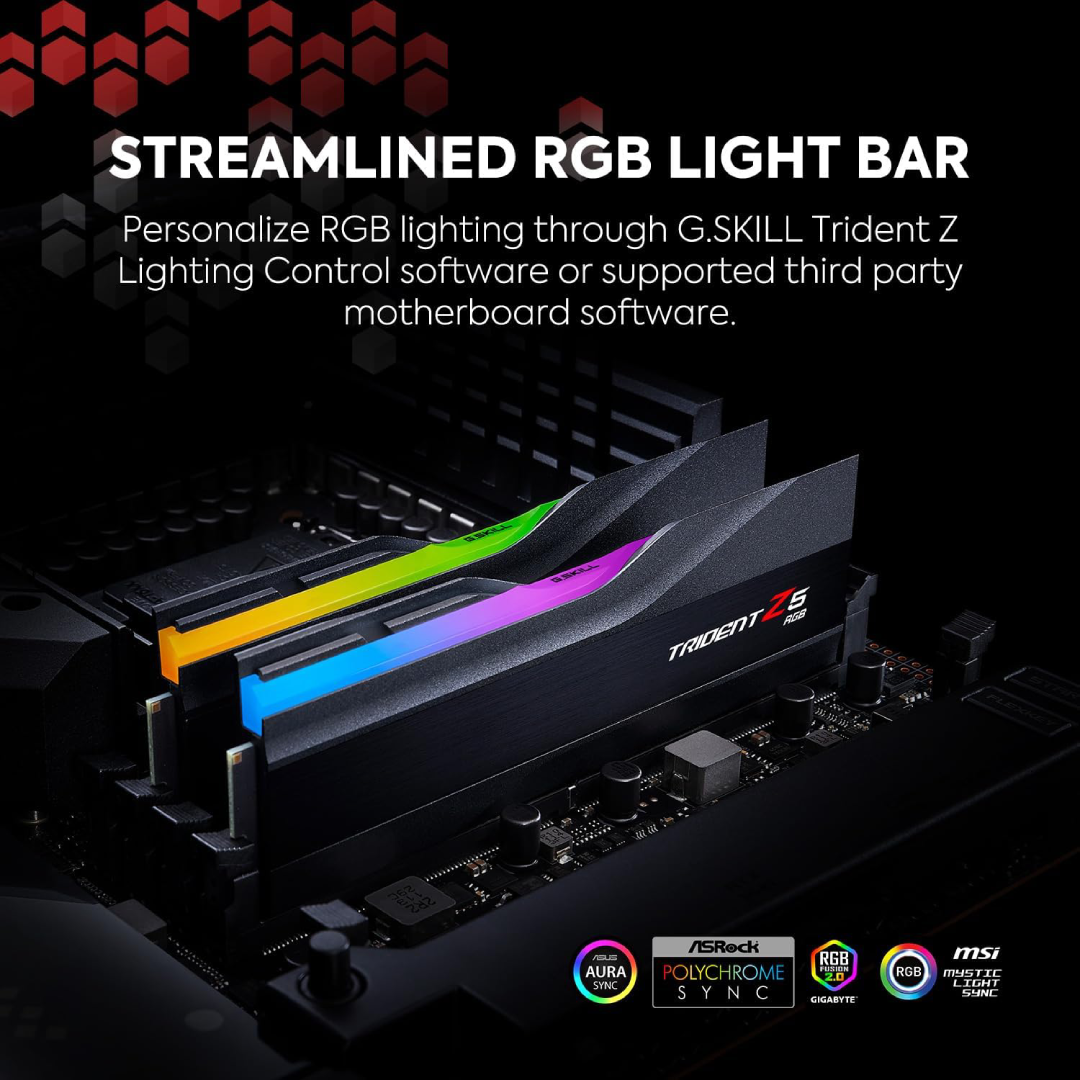 Memória Trident Z5 RGB DDR5 32GB (2x16GB) 6000MT/s CL36 - Preto/Prata