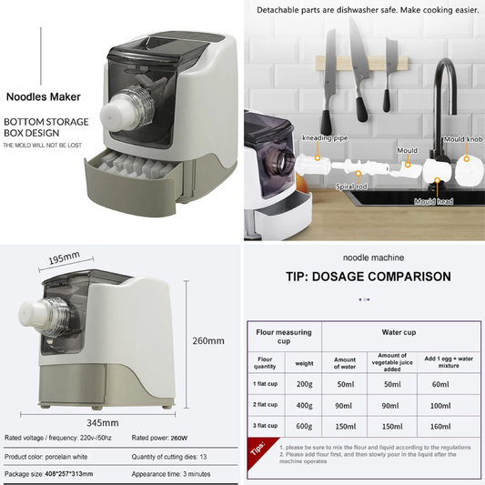 Máquina Elétrica para Fazer Macarrão com 13 Moldes, 260W, 500g