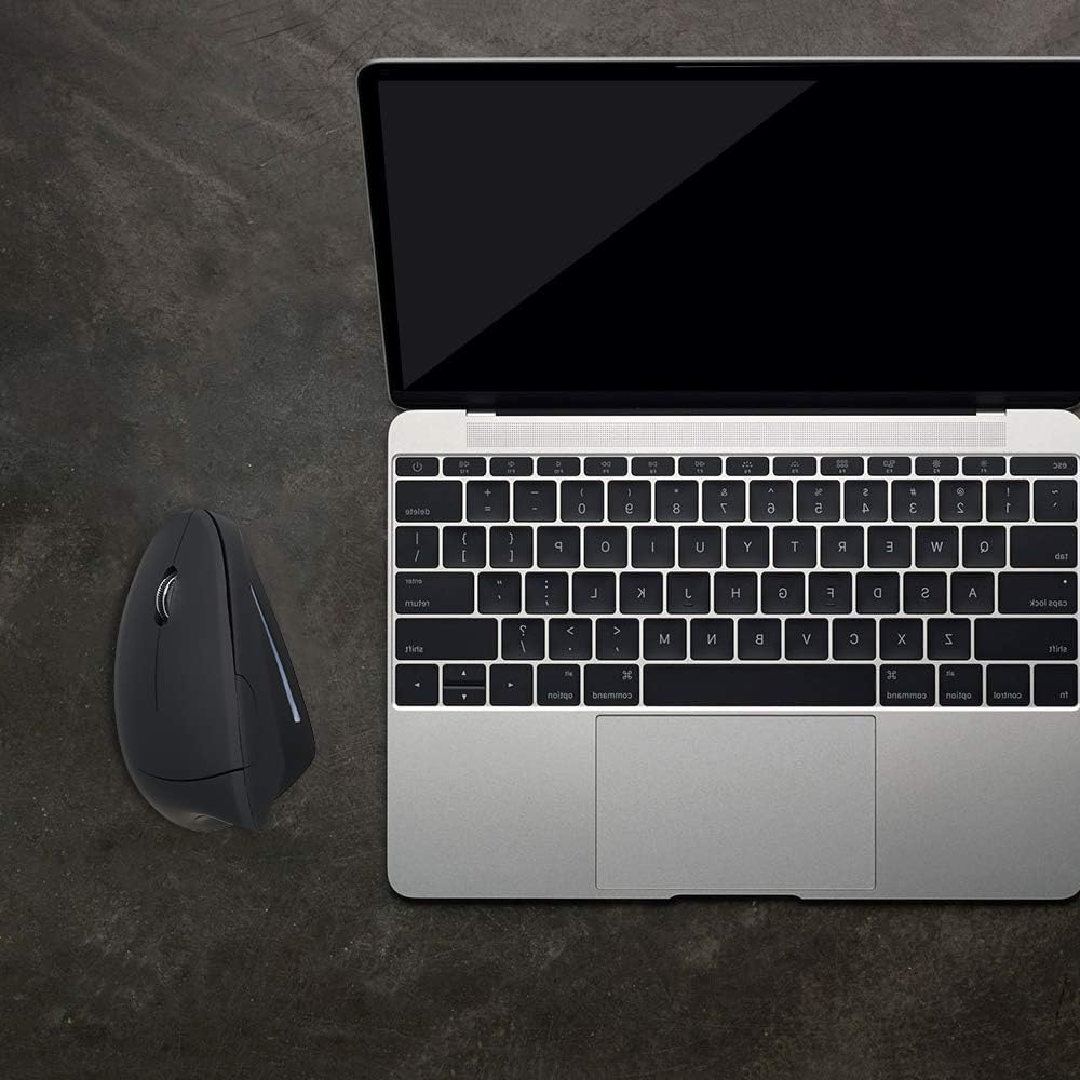 Mouse Vertical Sem Fio para Canhotos - 2.4G Wireless