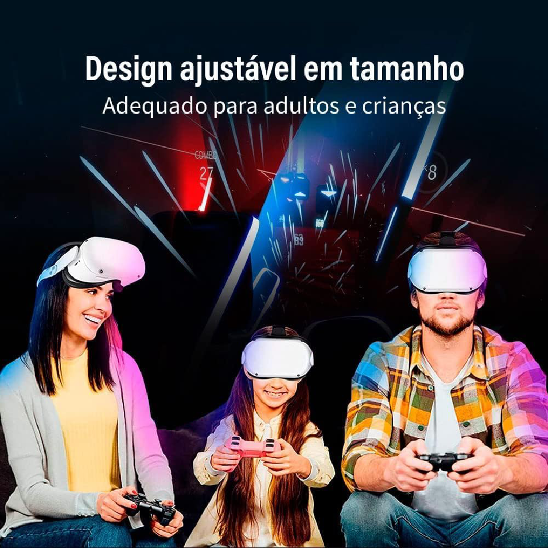 Faixa de Cabeça Elite com Bateria 8000mAh e Luzes para Meta Quest 2 - Branco