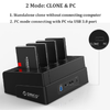 Dock Station ORICO 6648US3-C-V1-US-BK com 4 Entradas SATA 2.5" e 3.5" - Função Clone Offline