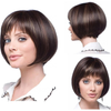 Peruca Curta Bob Lace Front Liso Marrom Escuro para Mulheres