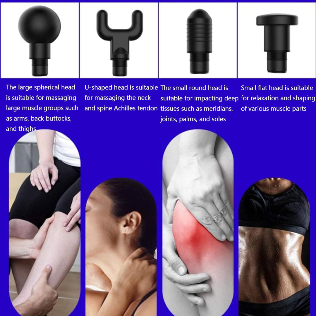 Pistola de Massagem para Atletas - 30 Velocidades e 6 Cabeças
