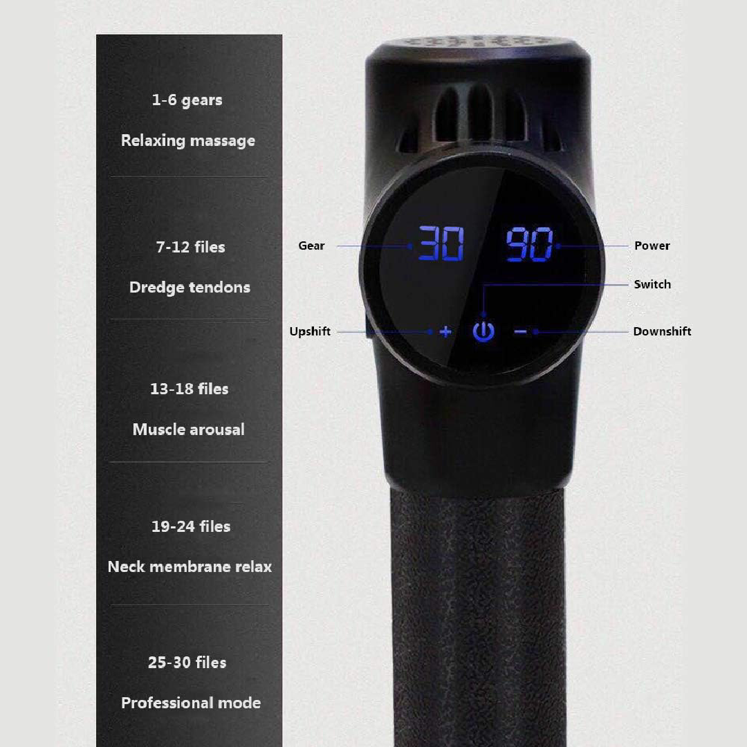 Massageador Muscular Portátil com 30 Velocidades e 6 Cabeças