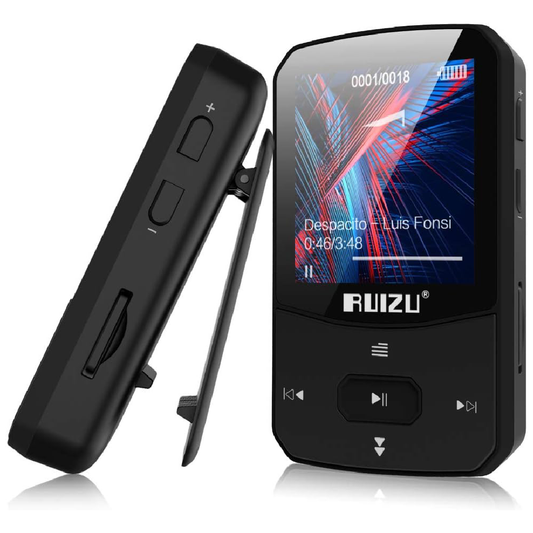 Reprodutor de Música MP3 Clip com Bluetooth 5.0, 16GB, Som Lossless, FM, Gravador de Voz, Vídeo e Fones de Ouvido - Vermelho