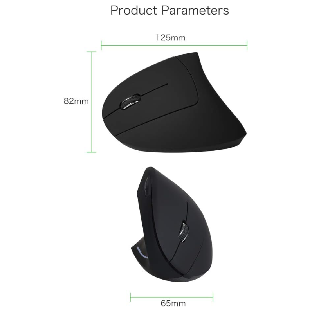 Mouse Vertical Sem Fio para Canhotos - 2.4G Wireless