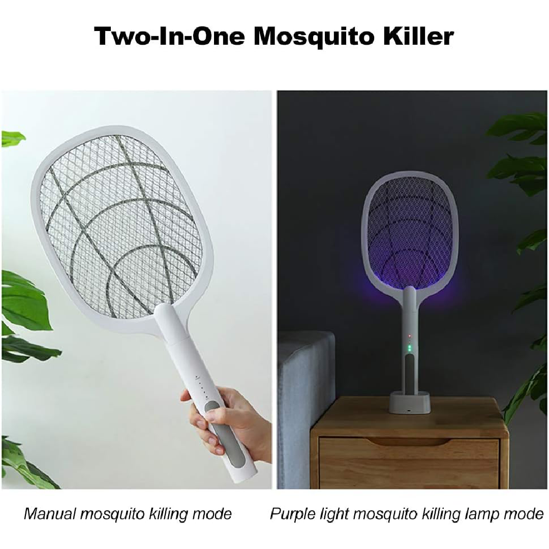Raquete Elétrica Zapper Bug Mata-Mosquitos USB Recarregável