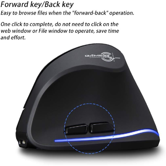 Mouse Vertical Ergonômico Sem Fio com LED e DPI Ajustável