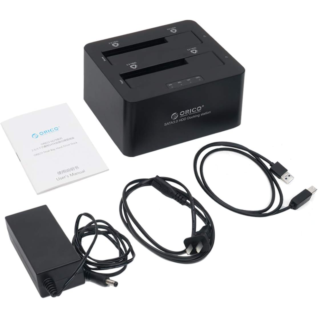 Dock Station SATA 2.5 e 3.5 com 2 Entradas - Função Clone Offline