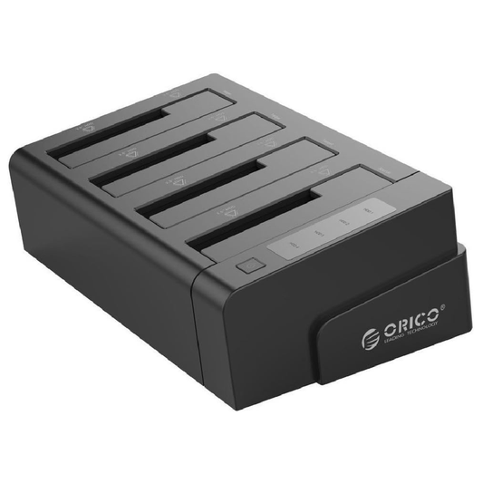 Dock Station ORICO 6648US3-C-V1-US-BK com 4 Entradas SATA 2.5" e 3.5" - Função Clone Offline