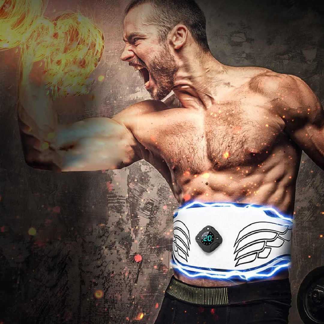 Cinto de Treinamento Abdominal Eletrônico para Tonificação Muscular - Portátil para Abdômen, Braço e Perna