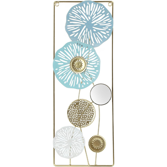 Escultura de Parede de Metal com Design Floral