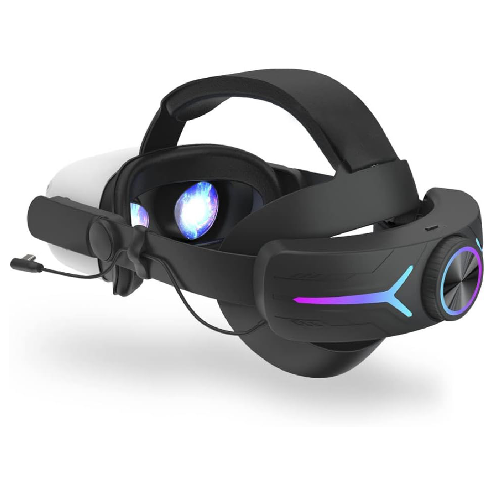 Faixa de Cabeça Ajustável com Bateria de 8000mAh e Luzes Coloridas para Meta/Oculus Quest 2