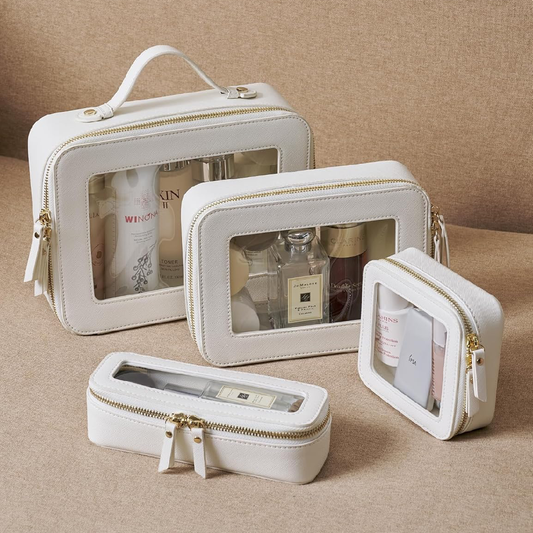 Bolsa de Maquiagem Transparente com Zíper - Portátil e Compacta