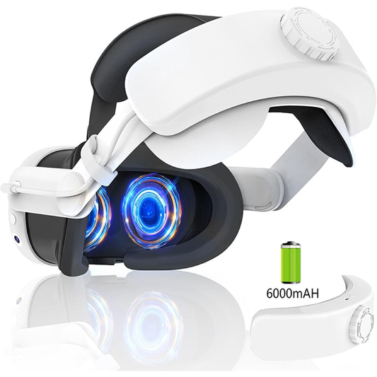 Correia de Cabeça com Bateria 6000mAh para Meta Quest 3 e Meta Quest 3s - Conforto e Duração VR