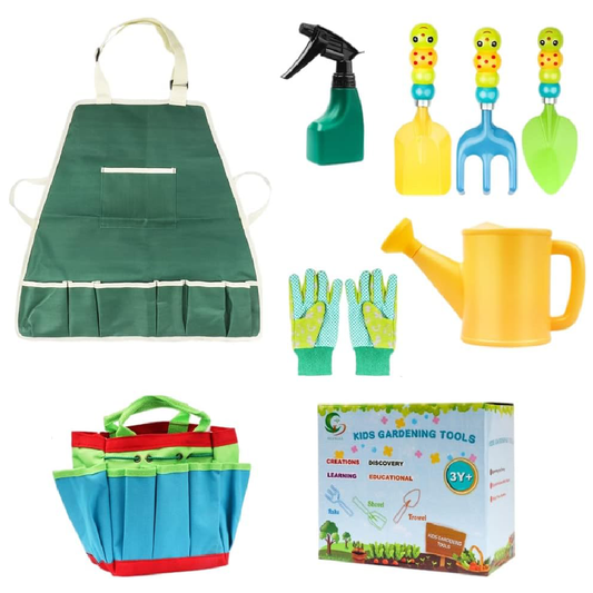 Kit de Ferramentas de Jardinagem Infantil com 9 Peças e Bolsa
