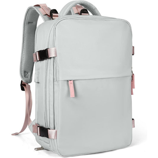 Mochila de Viagem Feminina Impermeável com Compartimento para Notebook e Sapatos - Cinza