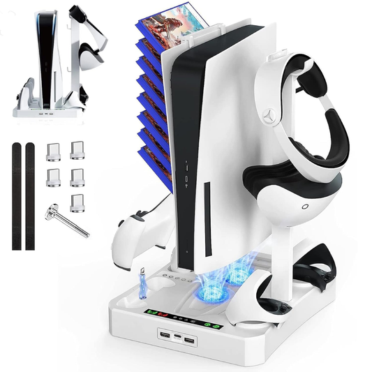 Suporte Vertical Multifuncional com Estação de Resfriamento para PS5 e PS VR2