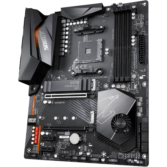 Placa-Mãe Gigabyte X570 AORUS Elite Wi-Fi (AMD Ryzen 3000/X570/ATX/PCIe4.0/DDR4/Intel Dual Band 802.11AC Wi-Fi/USB Frontal Tipo-C/RGB Fusion 2.0/M.2 Protetor Térmico/Placa-Mãe para Jogos)
