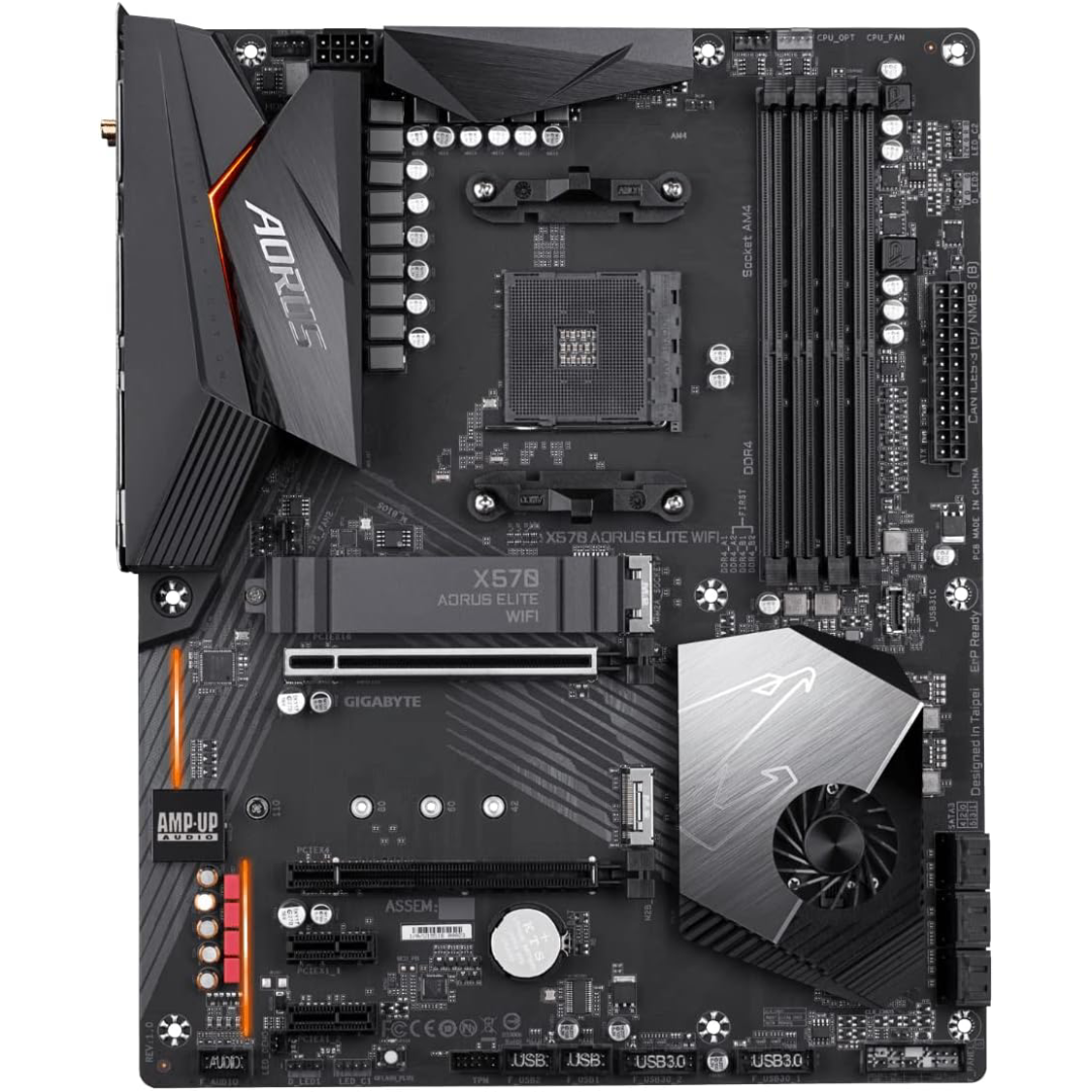 Placa-Mãe Gigabyte X570 AORUS Elite Wi-Fi (AMD Ryzen 3000/X570/ATX/PCIe4.0/DDR4/Intel Dual Band 802.11AC Wi-Fi/USB Frontal Tipo-C/RGB Fusion 2.0/M.2 Protetor Térmico/Placa-Mãe para Jogos)