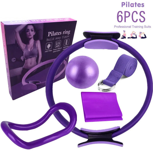 <h2>Kit Iniciante de Yoga – 6 Peças com Círculo Pilates, Cinto de Látex, Toalha e Faixa Elástica</h2>