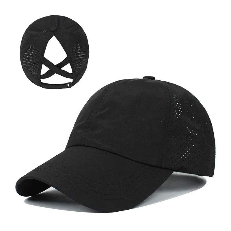 <h2>Boné Unissex de Verão com Tela – Estilo Casual, Cor Sólida, Secagem Rápida e Abertura para Rabo de Cavalo</h2>