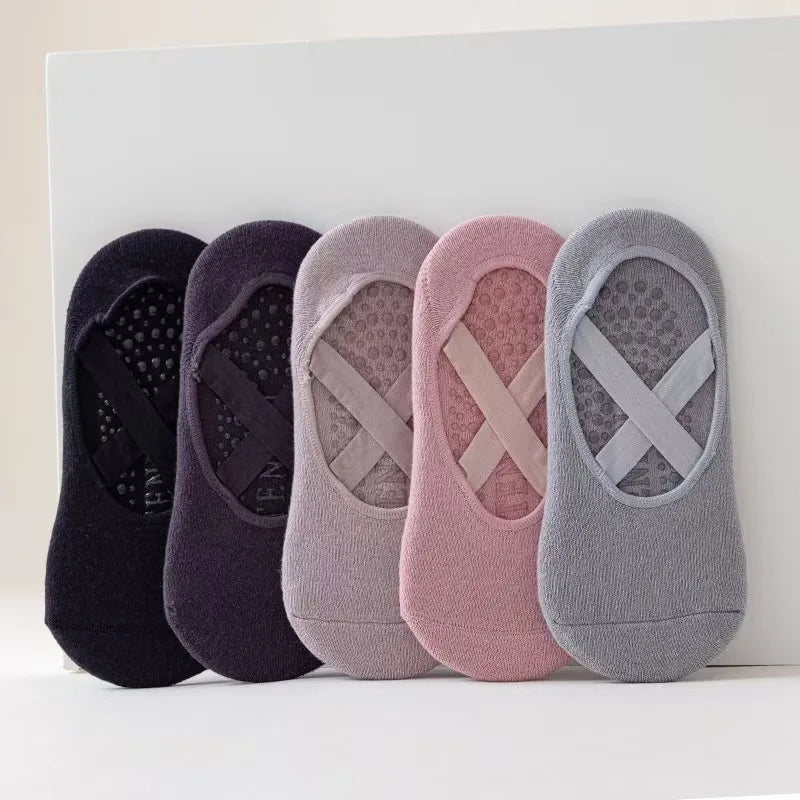 <h2>Meias de Yoga Antiderrapantes de Algodão e Silicone para Mulheres – Meias com Vendagem Respirável (3, 5 ou 1 Par)</h2>