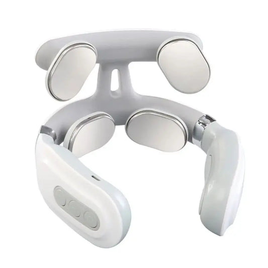 <h2>Massageador Cervical de 4 Cabeças – Ajuste de Força, Aquecimento Inteligente e Carregamento USB (Branco)</h2>
