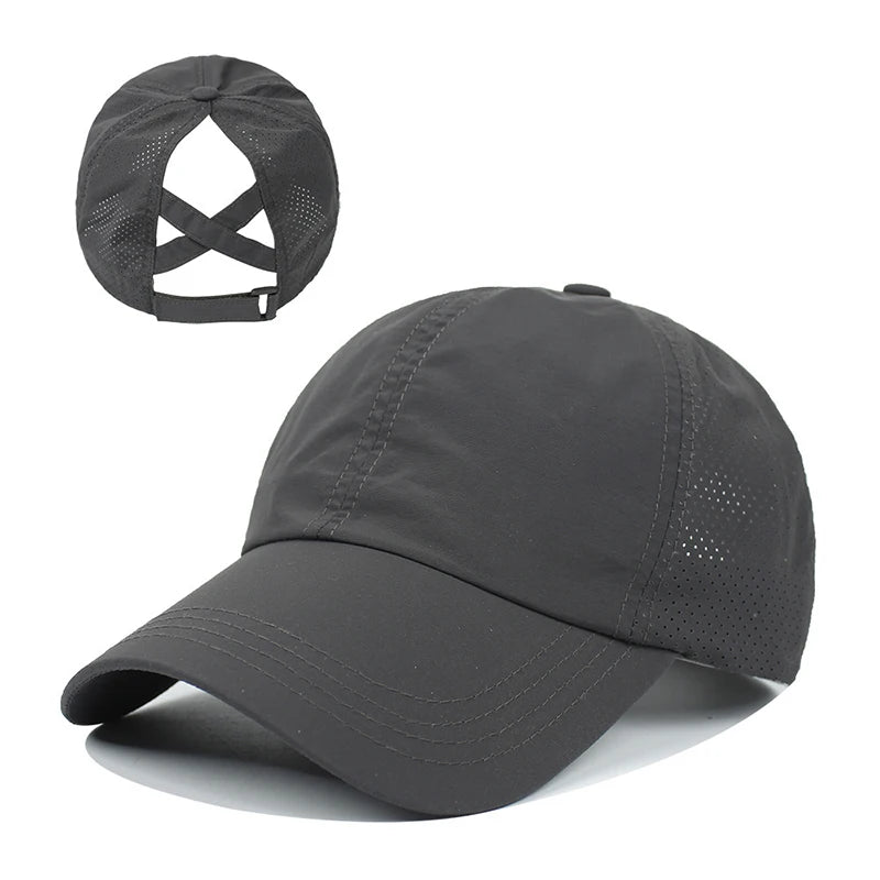 <h2>Boné Unissex de Verão com Tela – Estilo Casual, Cor Sólida, Secagem Rápida e Abertura para Rabo de Cavalo</h2>