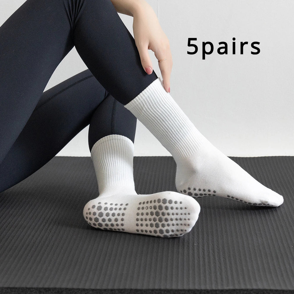 <h2>5 Pares de Meias de Yoga Antiderrapantes para Mulheres – Meias Respirável de Cano Médio para Fitness, Barre e Pilates, 8 Cores</h2>