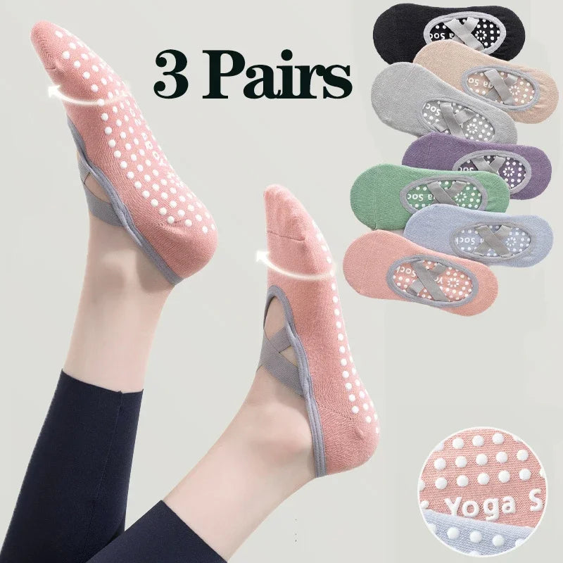 <h2>1 ou 3 Pares de Meias Profissionais de Yoga para Mulheres – Meias Antiderrapantes com Silicone para Ballet e Pilates</h2>
