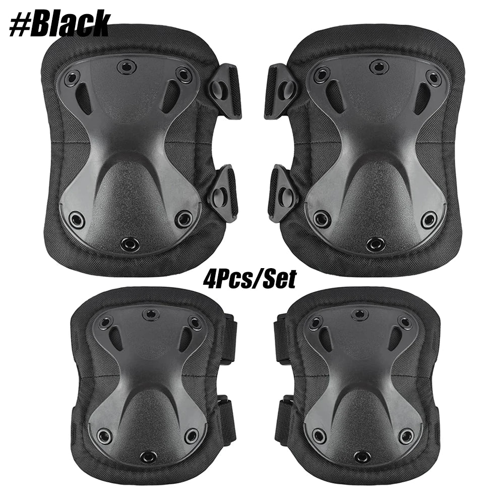 <h2>Kit Tático de 4 Peças – Joelheiras e Cotoveleiras Protetoras para Airsoft, Caça e Esportes ao Ar Livre</h2>