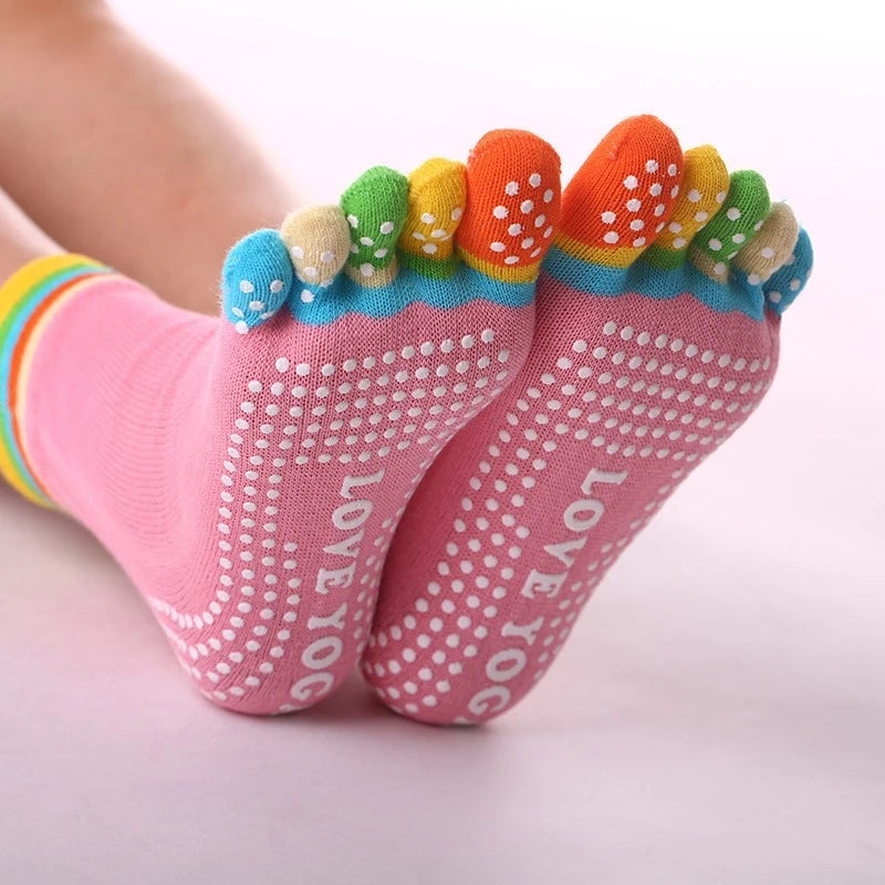 <h2>Calcetines Antiderrapantes para Pilates Feminino – Meias de Yoga com Silicone e Cinco Dedos, Algodão para Ballet e Dança</h2>