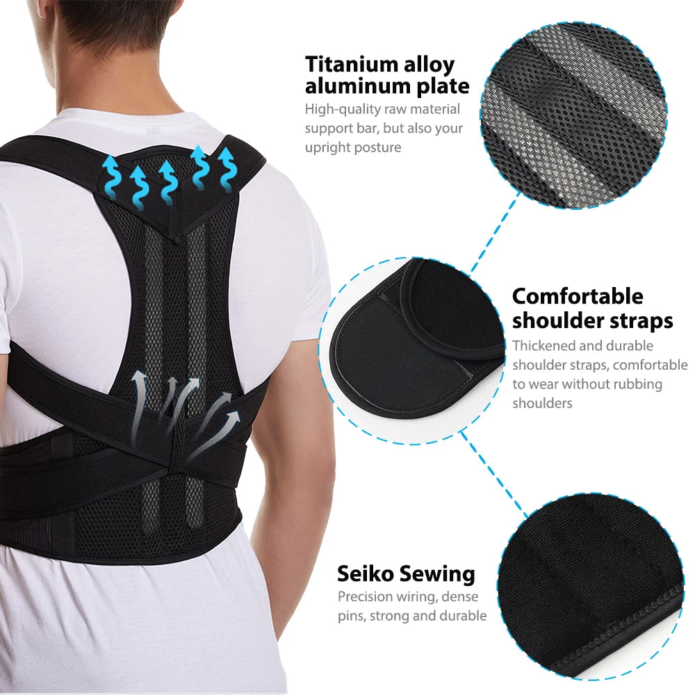<h2>Corretor de Postura Ajustável – Suporte Lombar e Ombros para Homens e Mulheres com Melhora da Escoliose</h2>