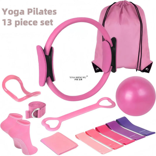 <h2>Kit Completo de Pilates para Casa – 13 Peças com Anel, Bolas, Faixas de Resistência e Mais</h2>