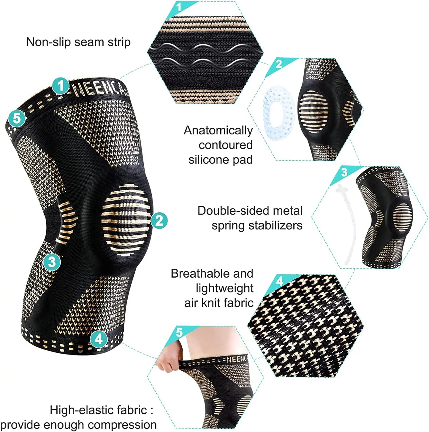 <h2>NEENCA Joelheira com Almofada de Gel e Estabilizadores Laterais – Suporte para Artrite e Lesões ACL</h2>