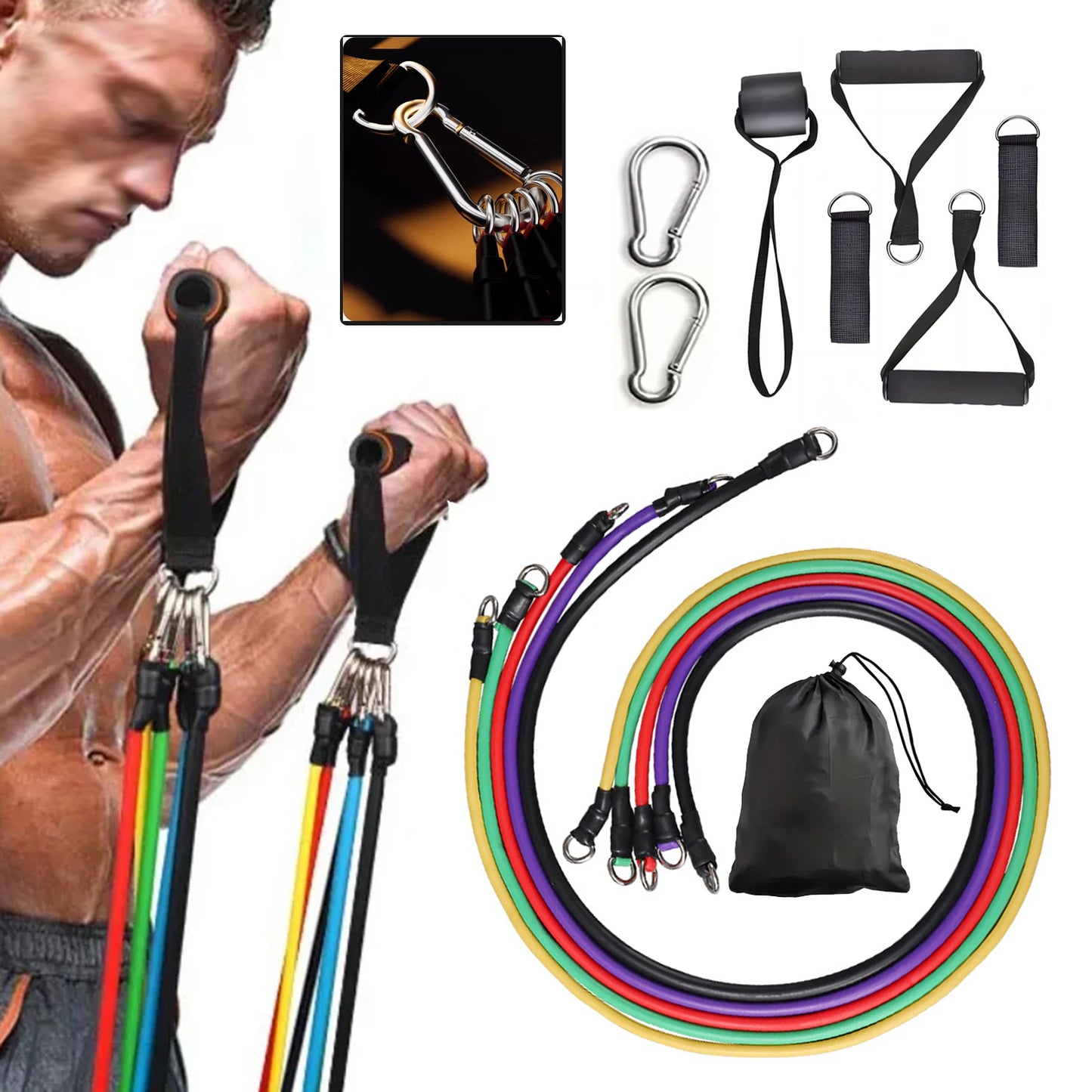 <h2>Kit portátil de Pilates com banda de resistência de látex – equipamento de exercício com bolsa de armazenamento</h2>