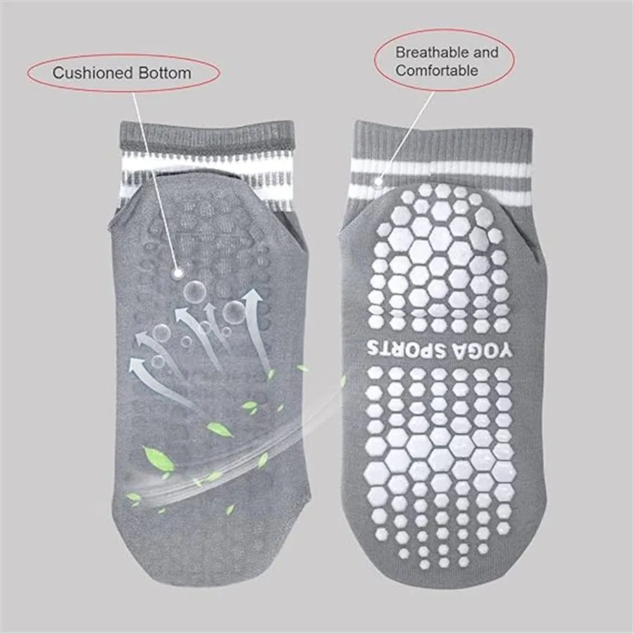 <h2>Meias Antiderrapantes de Agarre para Mulheres – Meias de Yoga e Pilates com Listras Duplas para Treinamento e Ballet</h2>