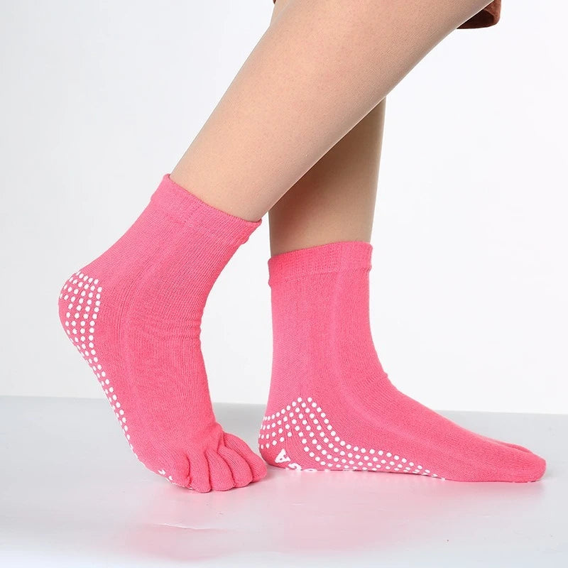 <h2>Calcetines Antiderrapantes para Pilates Feminino – Meias de Yoga com Silicone e Cinco Dedos, Algodão para Ballet e Dança</h2>