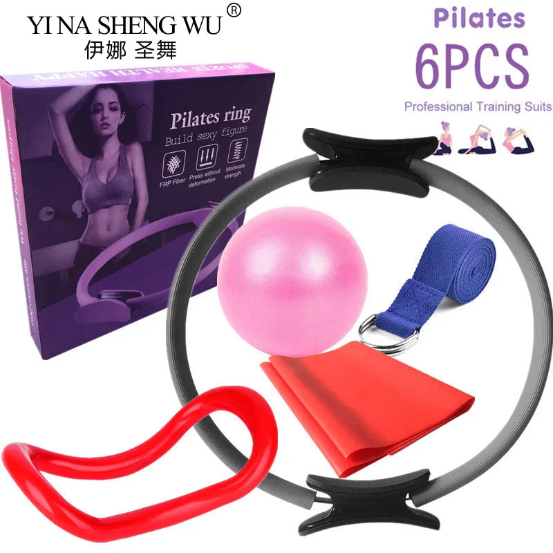 <h2>Kit Iniciante de Yoga – 6 Peças com Círculo Pilates, Cinto de Látex, Toalha e Faixa Elástica</h2>