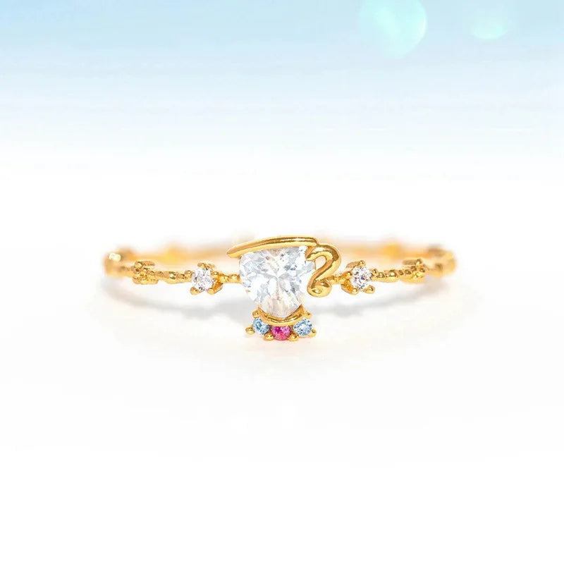 <h2>Anel Princesa Bela e a Fera – Alta Qualidade com Zircão Colorido</h2>