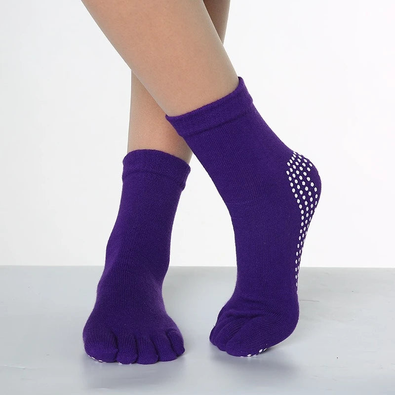 <h2>Calcetines Antiderrapantes para Pilates Feminino – Meias de Yoga com Silicone e Cinco Dedos, Algodão para Ballet e Dança</h2>