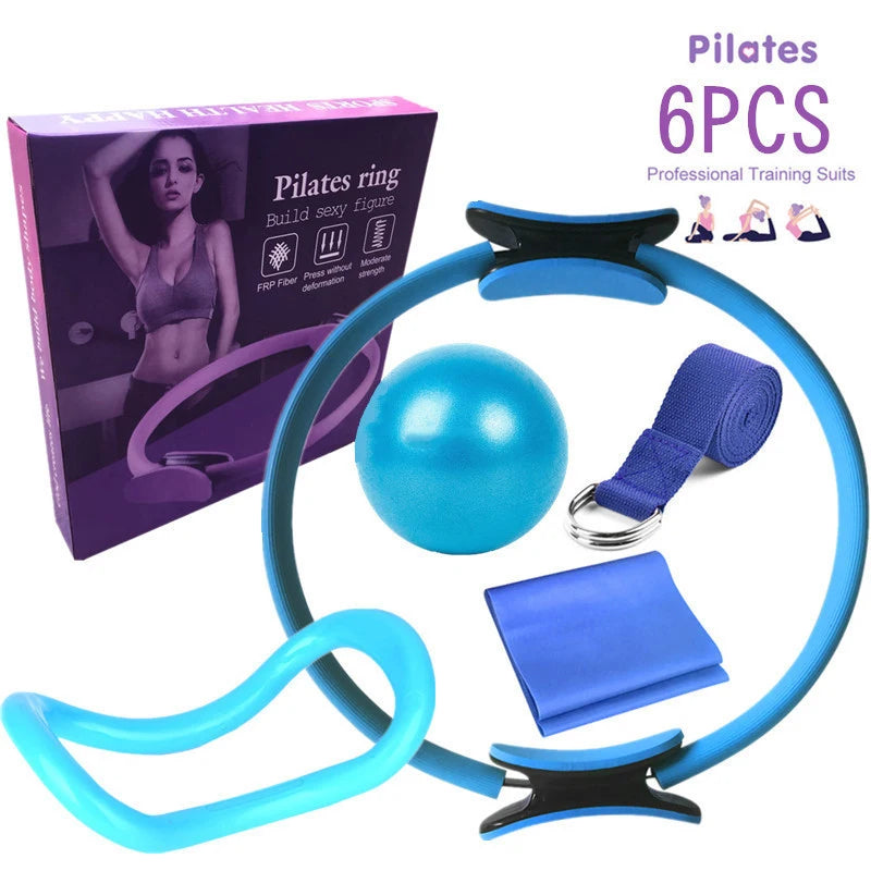 <h2>Kit Iniciante de Yoga – 6 Peças com Círculo Pilates, Cinto de Látex, Toalha e Faixa Elástica</h2>