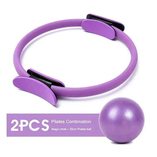 <h2>Kit Pilates e Yoga Roxo – 2 Peças com Anel de EVA/PVC e Bola de Yoga para Alongamento Corporal</h2>