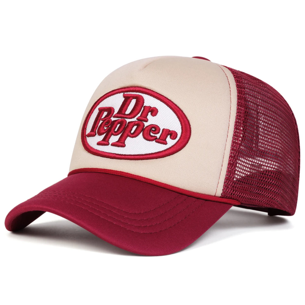 <h2>Boné Unissex Bordado Dr. Pepper – Estilo Pai Ajustável com Proteção Solar para Uso Casual ao Ar Livre</h2>
