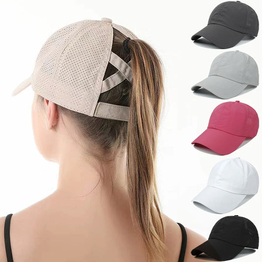 <h2>Boné Unissex de Verão com Tela – Estilo Casual, Cor Sólida, Secagem Rápida e Abertura para Rabo de Cavalo</h2>
