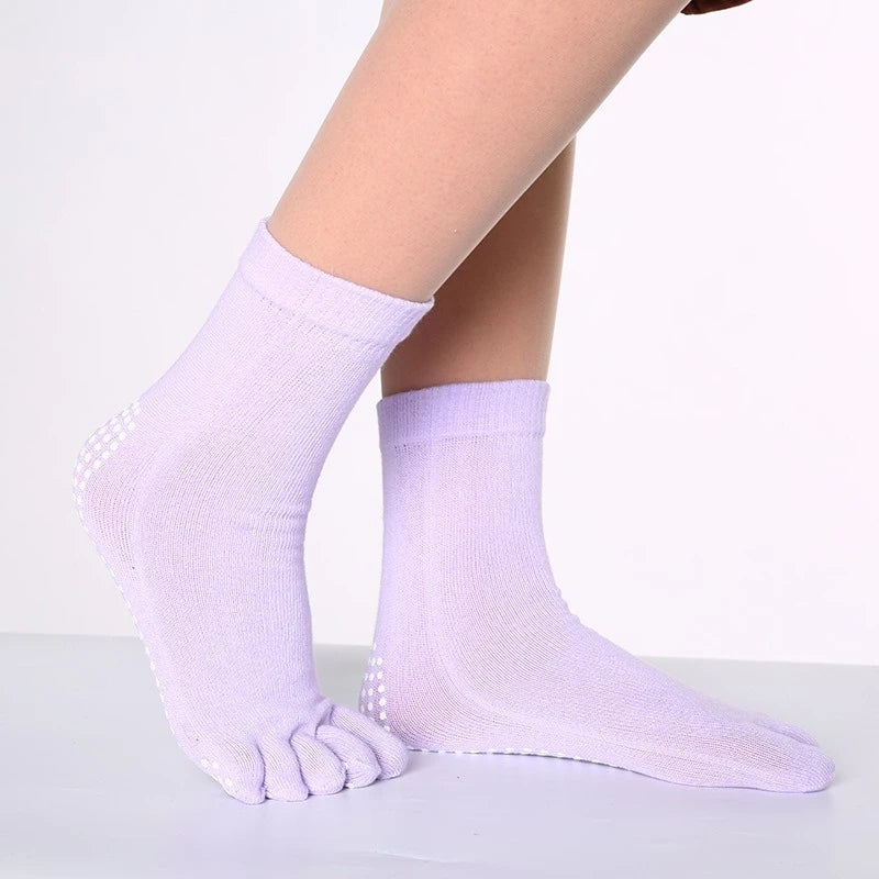 <h2>Calcetines Antiderrapantes para Pilates Feminino – Meias de Yoga com Silicone e Cinco Dedos, Algodão para Ballet e Dança</h2>