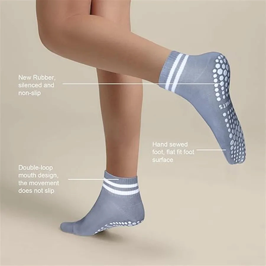 <h2>Meias Antiderrapantes de Agarre para Mulheres – Meias de Yoga e Pilates com Listras Duplas para Treinamento e Ballet</h2>