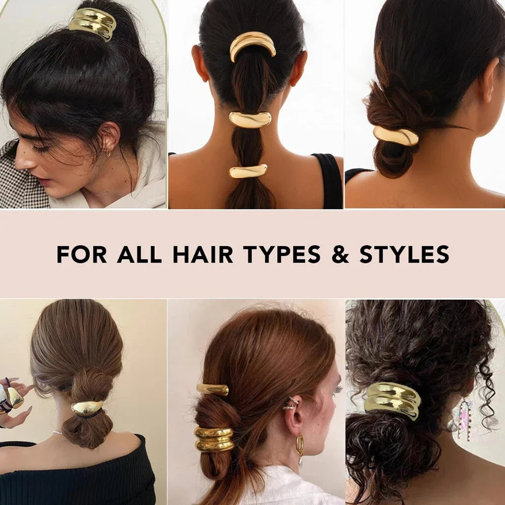<h2>Laço de Cabelo Feminino com Pingentes Geométricos – Elástico de Borracha com Detalhes em Ouro e Prata</h2>